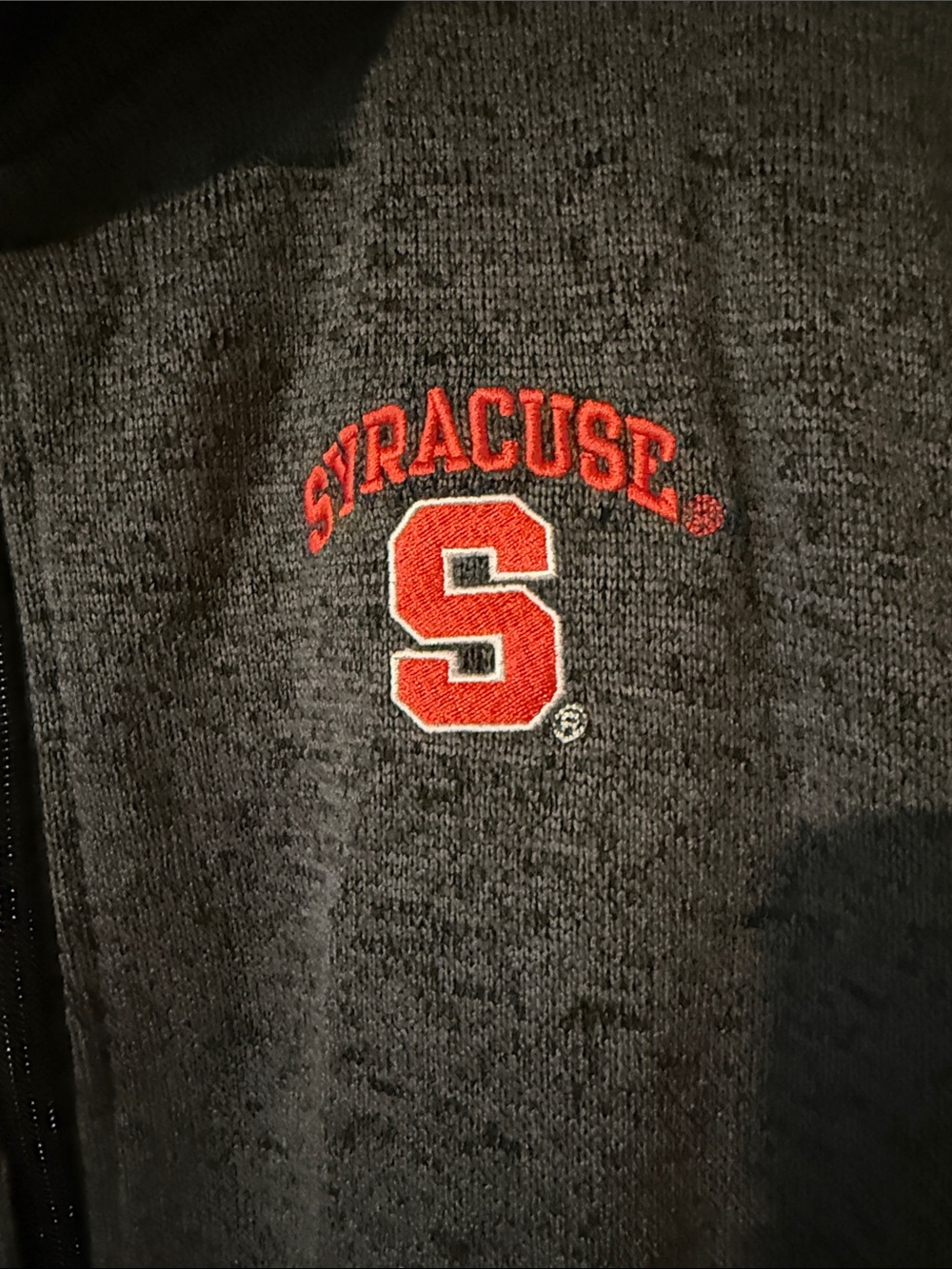 Knights Apparel Syracuse Grey Full-Zip Sweater with Orange Logo - Picture 3 of 10